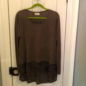 Allen Allen USA long sleeve high/low top